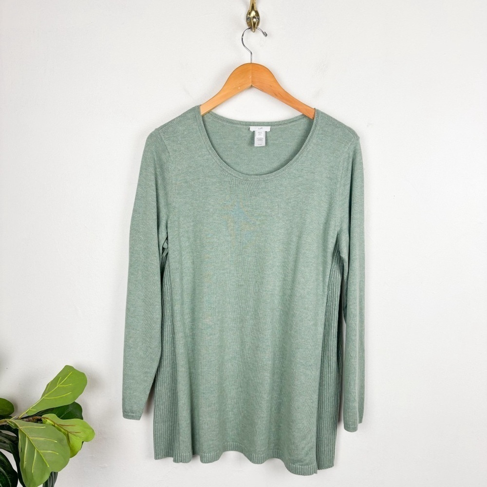 J. Jill Pistachio Green Tunic Scoop Neck Sweater Top Sz M